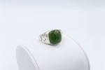 Stg Silver Mens Filigree Ring with Greenstone