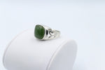 Stg Silver Mens Filigree Ring with Greenstone