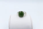 Stg Silver Mens Filigree Ring with Greenstone