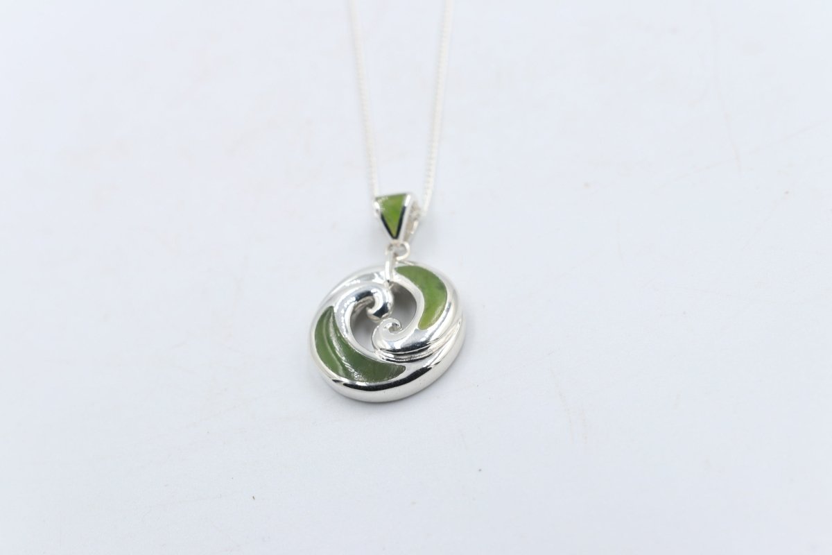 Stg Silver Greenstone Set Pendent MJ41