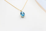 9ct Gold Genuine Blue Topaz Pendent SYP1160