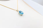 9ct Gold Genuine Blue Topaz Pendent SYP1160