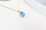 9ct Gold Genuine Blue Topaz Pendent SYP1160