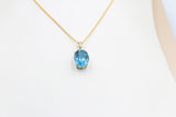 9ct Gold Genuine Blue Topaz Pendent SYP1160