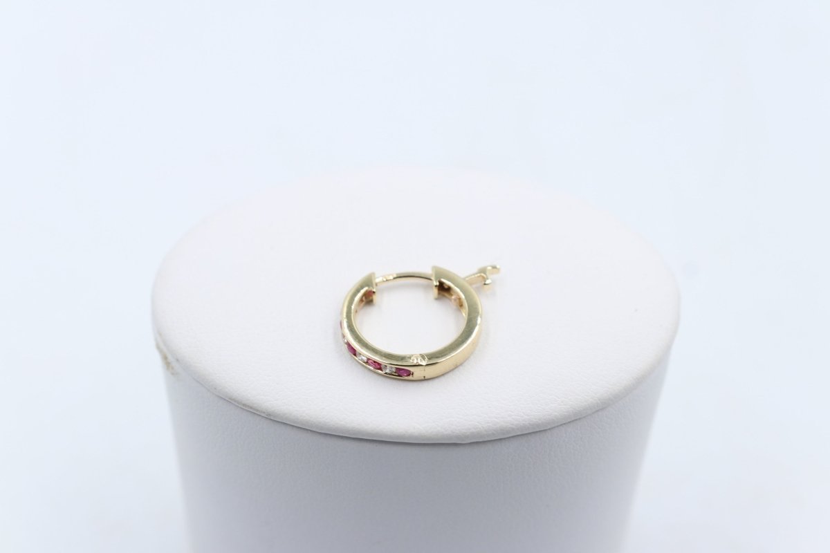 9ct Gold Ruby & Diamond Huggies SYE1050