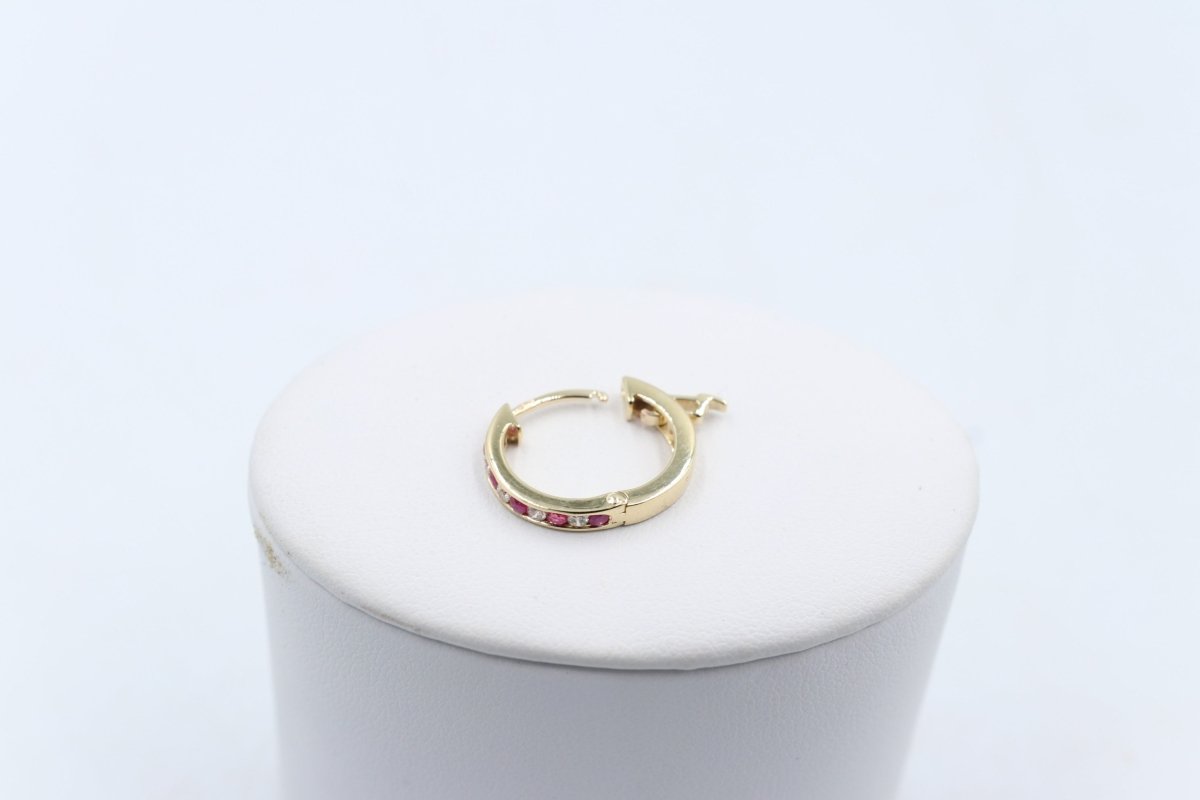 9ct Gold Ruby & Diamond Huggies SYE1050
