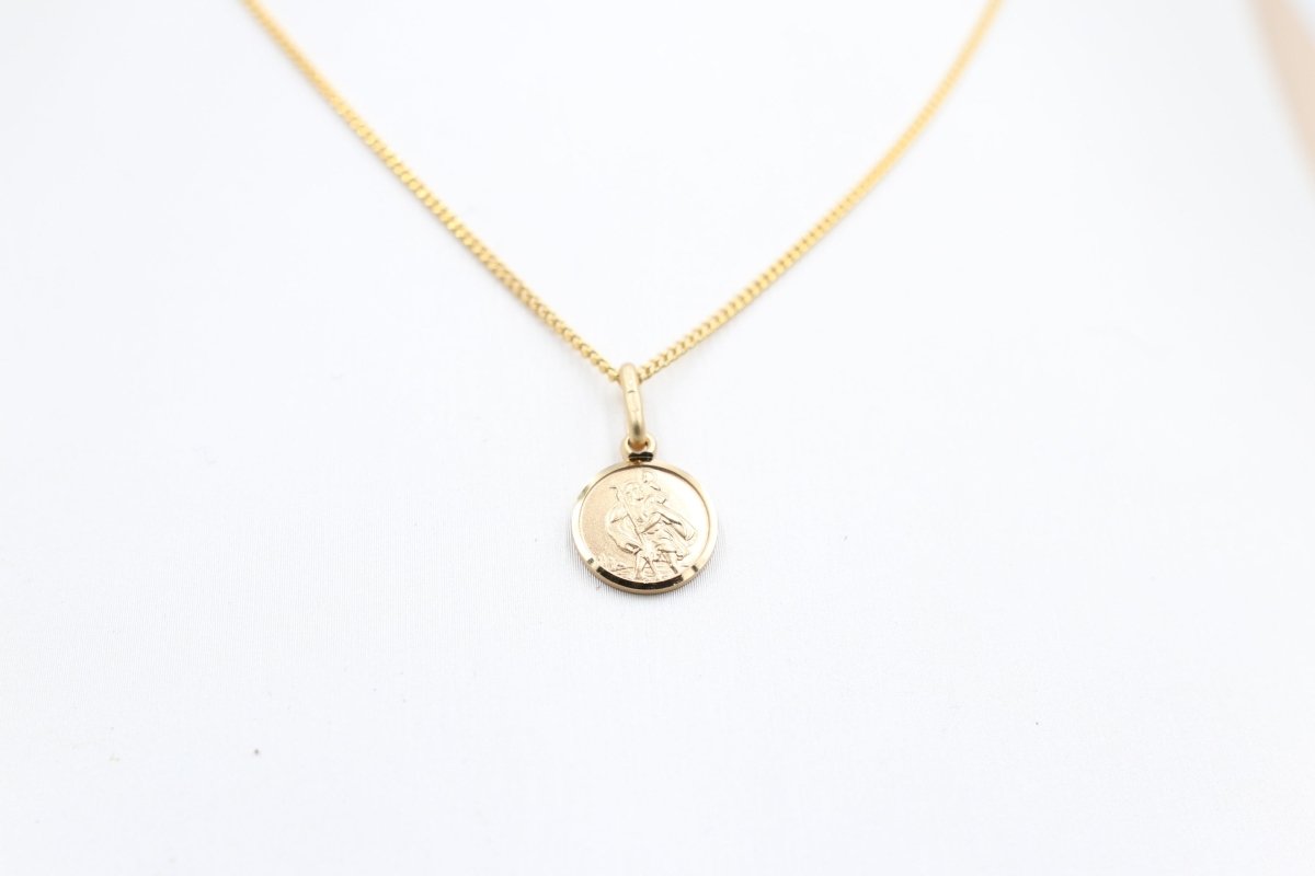 9ct Solid Saint Christopher Pendent 10mm