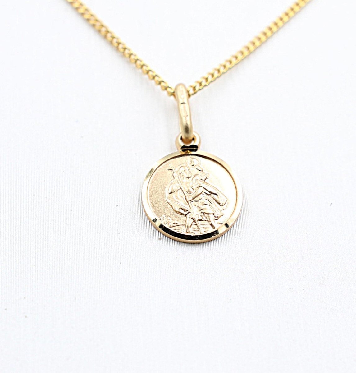 9ct Solid Saint Christopher Pendent 10mm