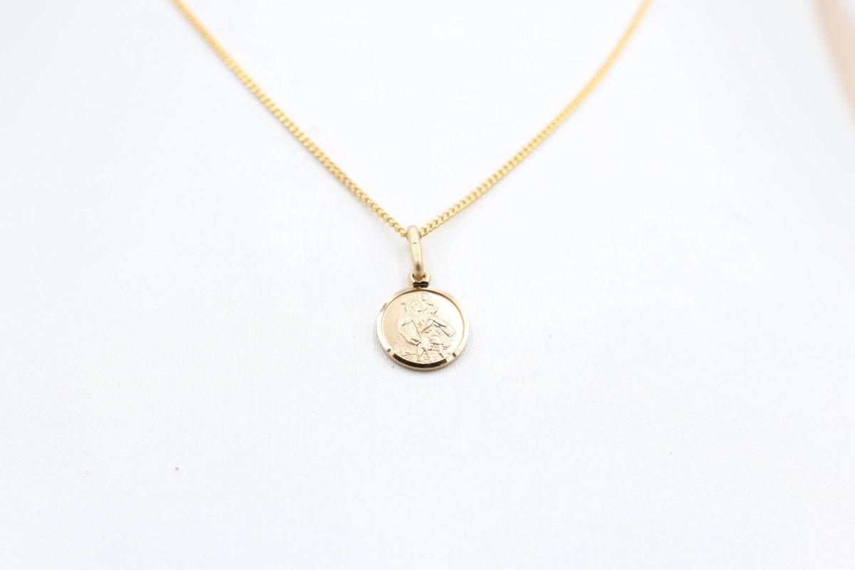 9ct Solid Saint Christopher Pendent 10mm