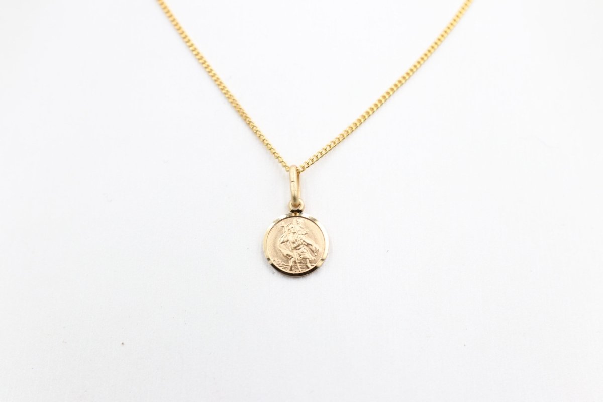 9ct Solid Saint Christopher Pendent 10mm