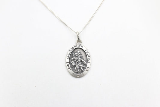 Solid Stg silver Saint Christopher Pendent UA20V