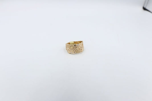 9ct Gold Solid Ring with Diamonds 11.32mm wide J3696