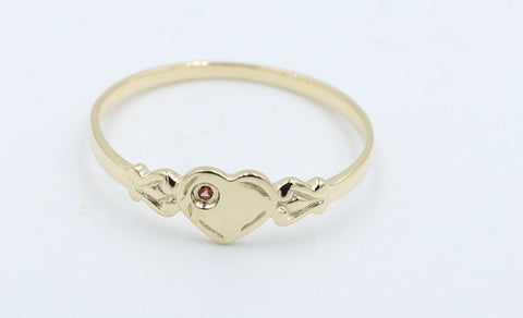 9ct Gold Girls Signet Ring Garnet SYR2009G