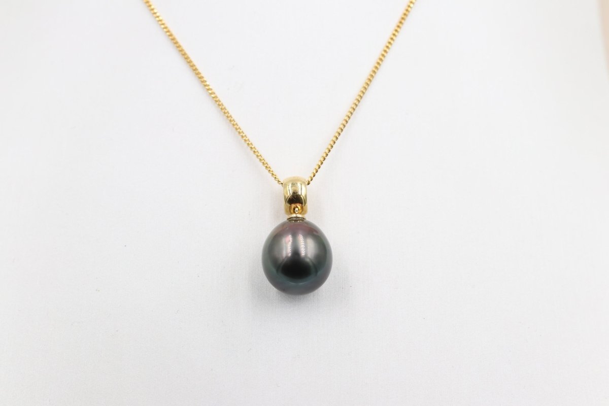 18ct Gold set Tahitian pearl Pendent 12-13mm