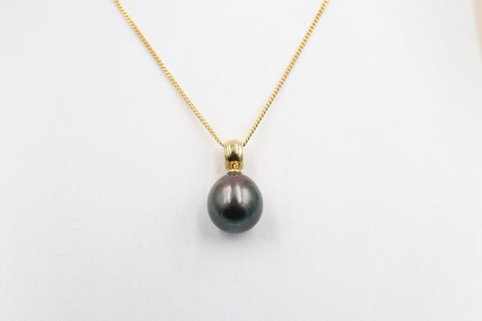18ct Gold set Tahitian pearl Pendent 12-13mm