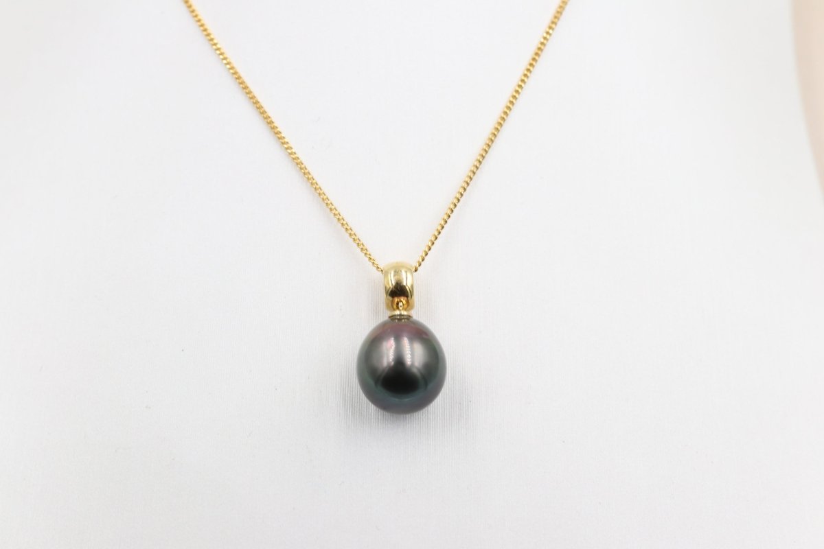 18ct Gold set Tahitian pearl Pendent 12-13mm