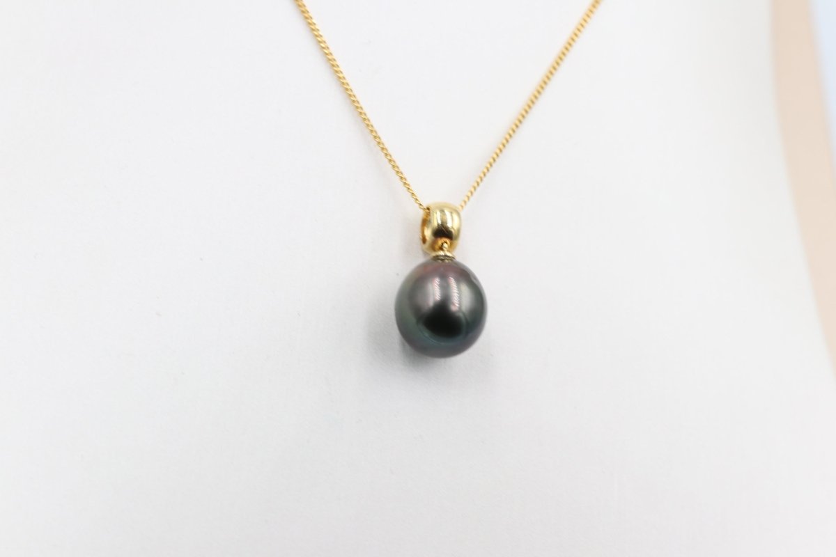 18ct Gold set Tahitian pearl Pendent 12-13mm