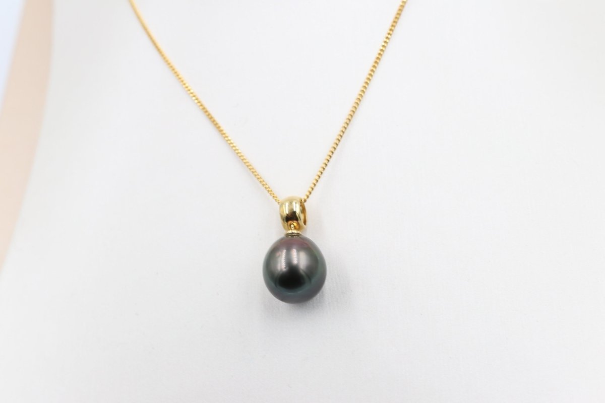 18ct Gold set Tahitian pearl Pendent 12-13mm