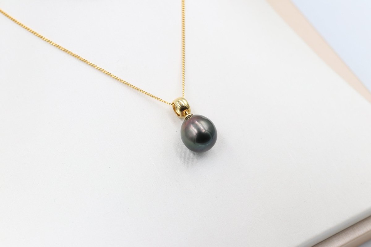 18ct Gold set Tahitian pearl Pendent 12-13mm