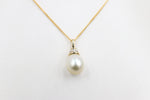 9ct Gold set South Sea Pearl 10.5-11mm with Diamonds