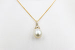 9ct Gold set South Sea Pearl 10.5-11mm with Diamonds