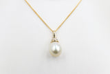 9ct Gold set South Sea Pearl 10.5-11mm with Diamonds