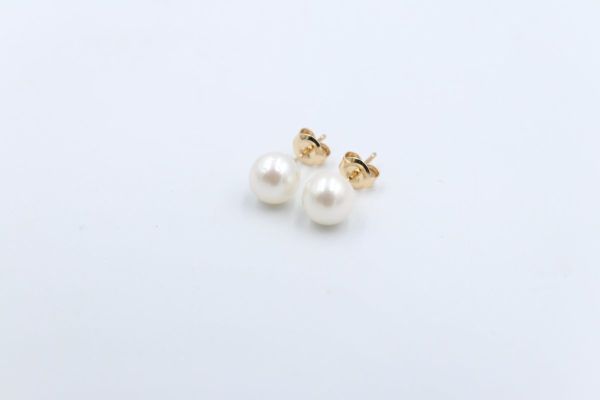 9ct Gold set South sea Pearl Studs 8-8.5mm