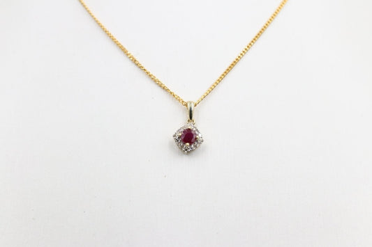 10ct Gold Ruby And Diamond Pendent