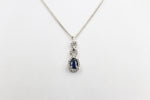 10K White Gold sapphire and Diamond Pendent