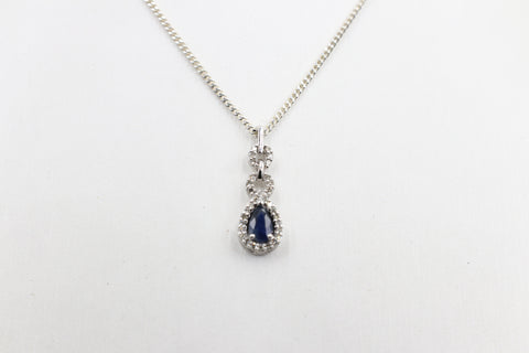 10K White Gold sapphire and Diamond Pendent