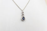 10K White Gold sapphire and Diamond Pendent