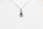 10K White Gold sapphire and Diamond Pendent