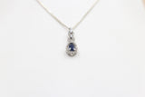 10K White Gold sapphire and Diamond Pendent