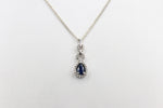 10K White Gold sapphire and Diamond Pendent