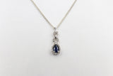 10K White Gold sapphire and Diamond Pendent