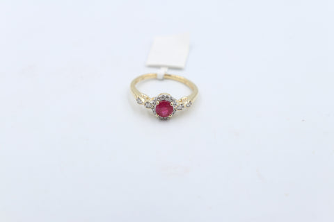 10K Gold Genuine Ruby & Diamond ring