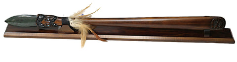 New Zealand Wood and Greenstone Taiaha with base WSSJ20T