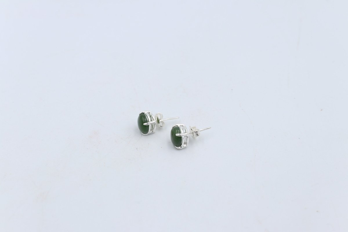 Stg Silver Greenstone Stud Earrings set in stg silver