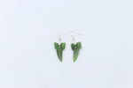 Stg  Silver Shark Tooth Greenstone Drop Earrings