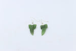 Stg  Silver Shark Tooth Greenstone Drop Earrings