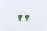 Stg  Silver Shark Tooth Greenstone Drop Earrings