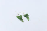 Stg  Silver Shark Tooth Greenstone Drop Earrings