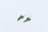 Stg  Silver Shark Tooth Greenstone Drop Earrings