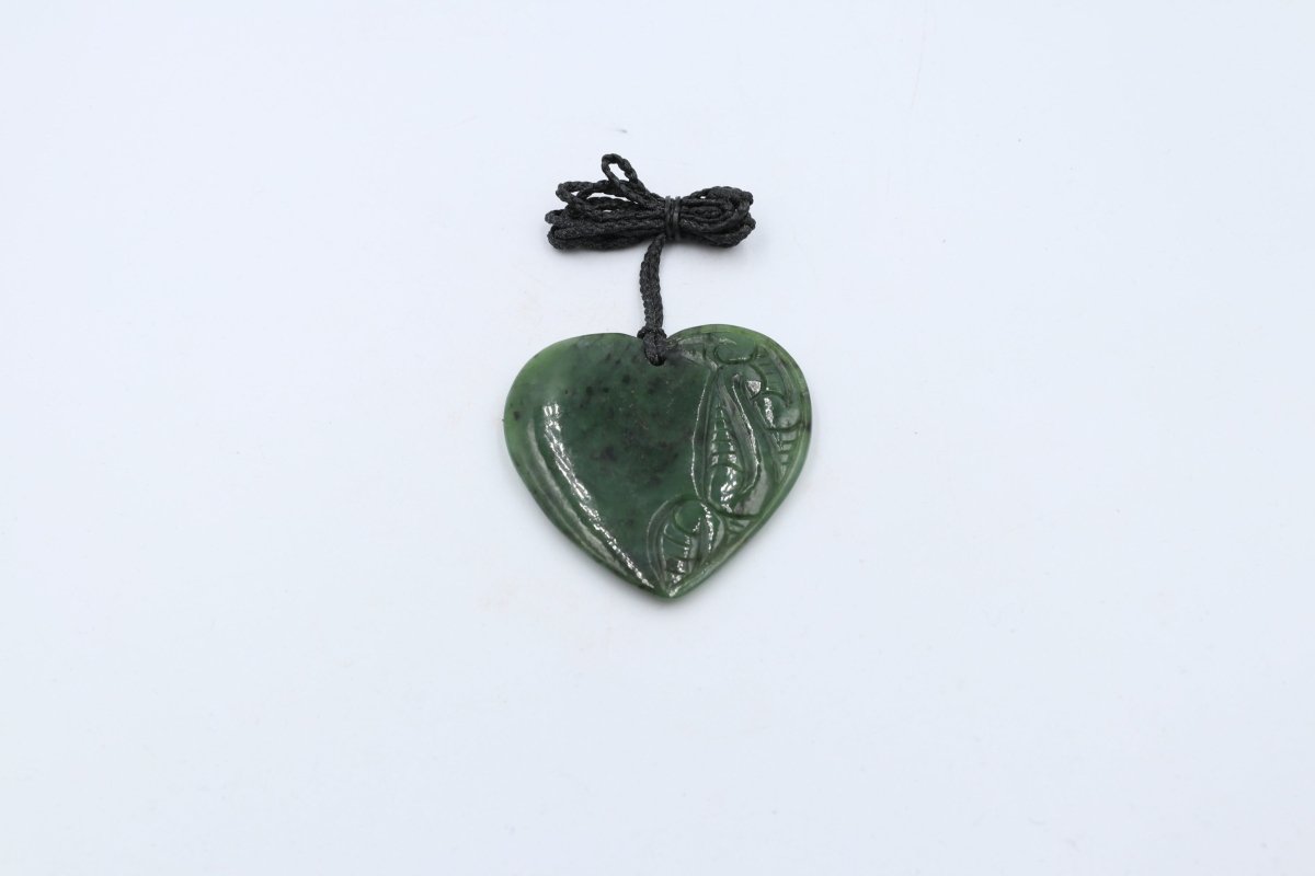 New zealand Greenstone Heart With Engraving
