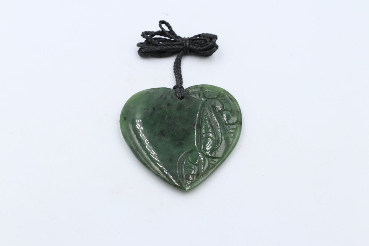 New zealand Greenstone Heart With Engraving
