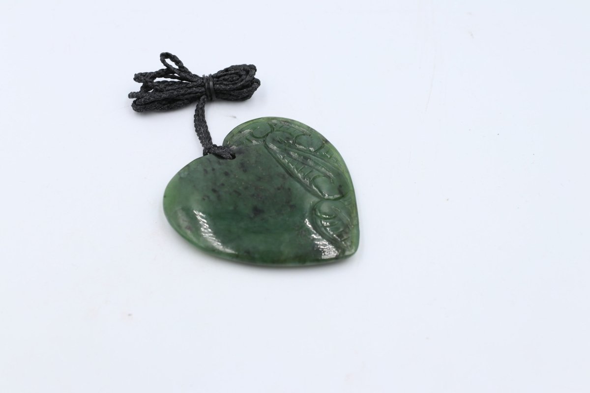 New zealand Greenstone Heart With Engraving