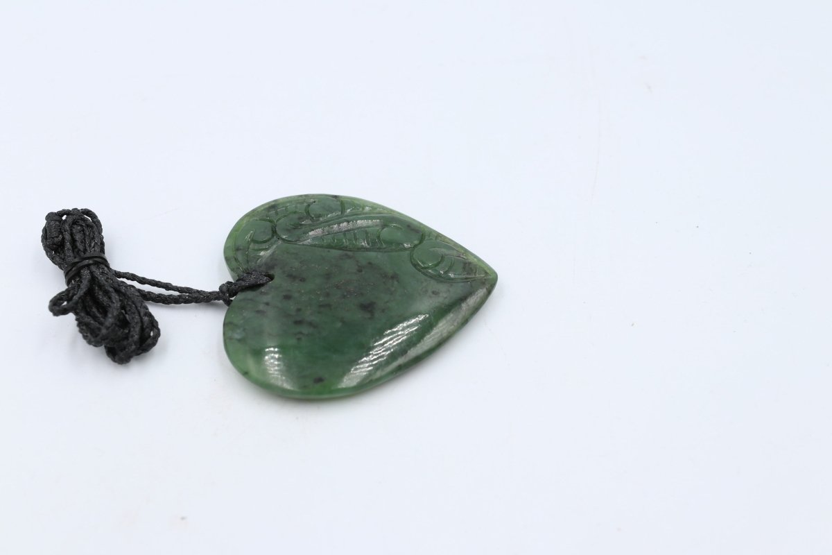 New zealand Greenstone Heart With Engraving