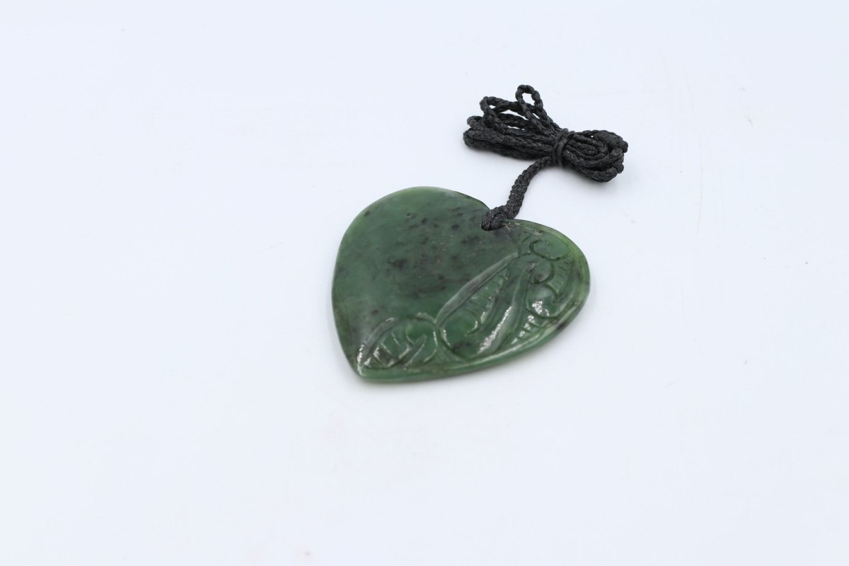 New zealand Greenstone Heart With Engraving