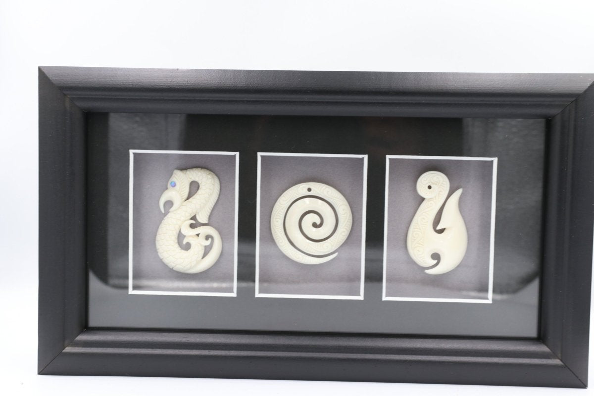 Framed Bone with Manaia Hook Koru TFB01