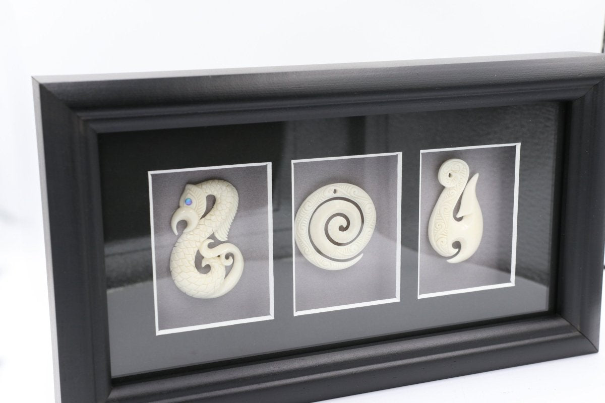 Framed Bone with Manaia Hook Koru TFB01